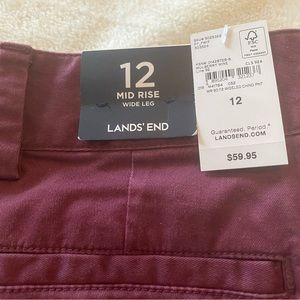 Lands’ End chino pant, mulberry wine (maroon).